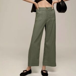 Colette Cropped Wide-Leg Pants by Maeve: Linen Edition (Holly)